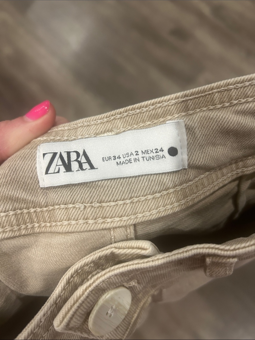 Zara Beige Wide-Leg High-Rise Jeans - Picture 5 of 5